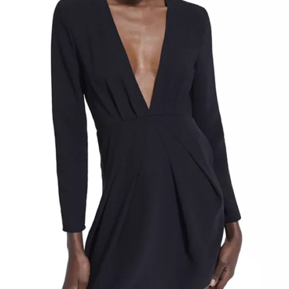 The‎ Kooples Paris Black Deep V Plunge Cocktail Dress Long Sleeve / NWT / Size M